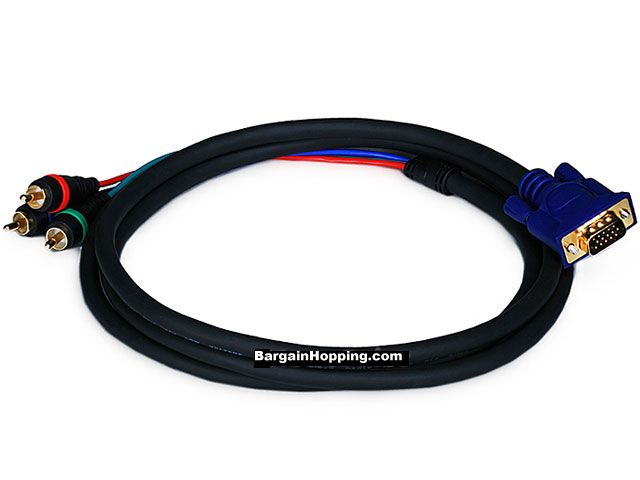 6' VGA to 3 RCA Component Video Cable